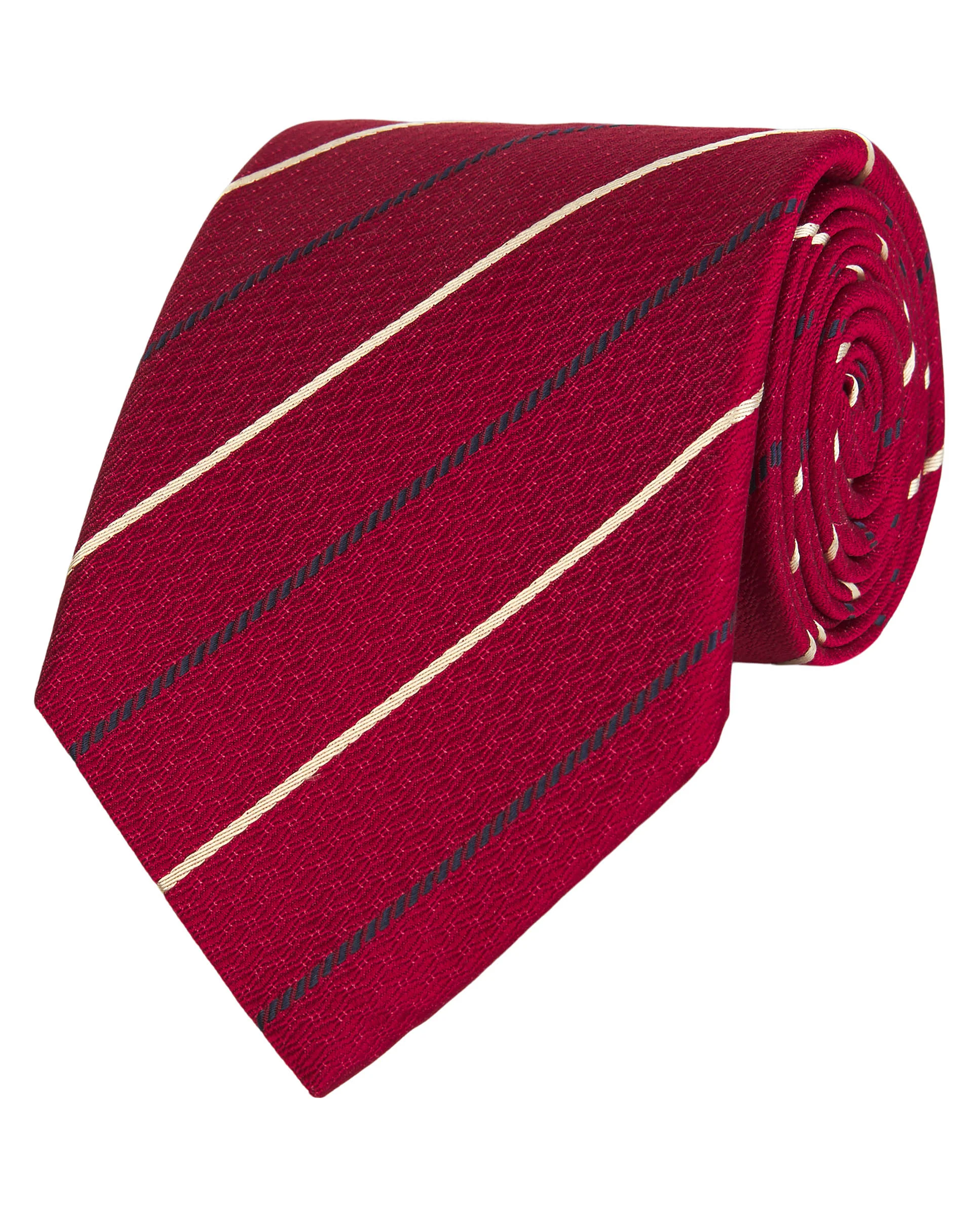 Corbata jacquard roja rayas en seda natural